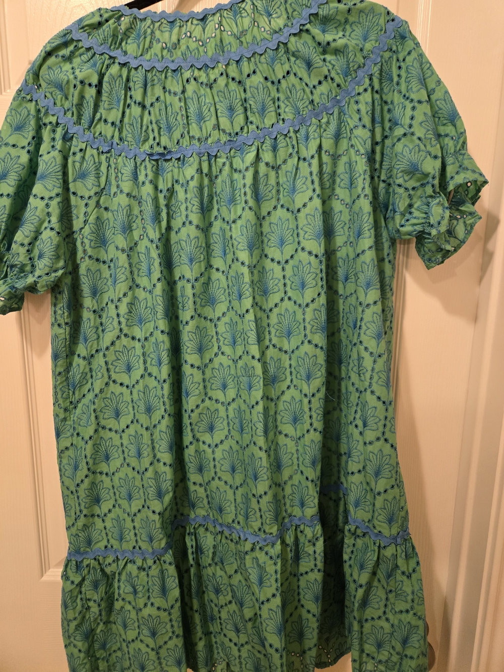 Umgee Teal Green Short Sleeve Printed Mini Dress - Picture 10 of 10